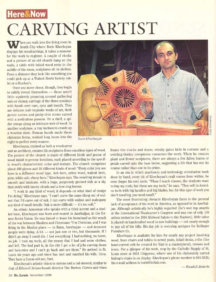Carving Artist — St. Louis Magazine 1998